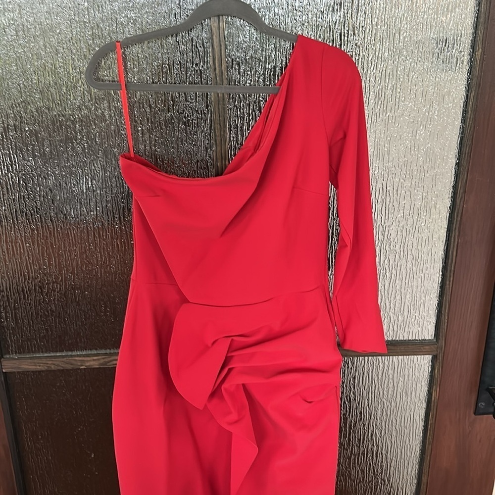 Chiara Boni Kimina Gown Elegant Red One-Shoulder Dress size 48 or US size 12 - Picture 9 of 13